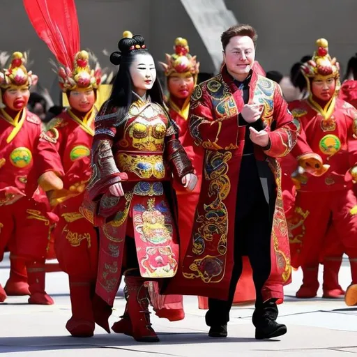 Prompt: Elon Musk as mongoloide in Chinese national costume
