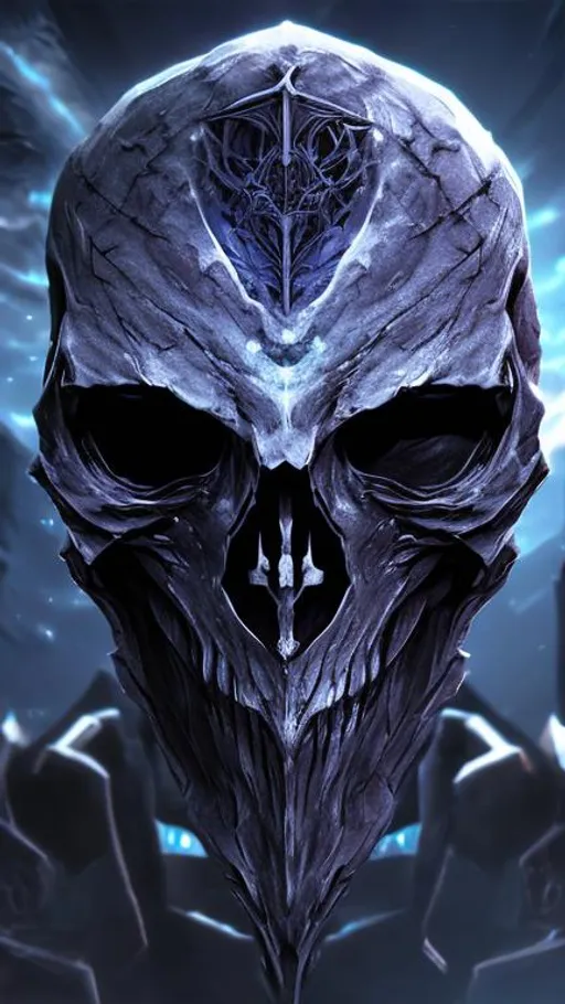 Prompt: astralvoid hooded man skull face