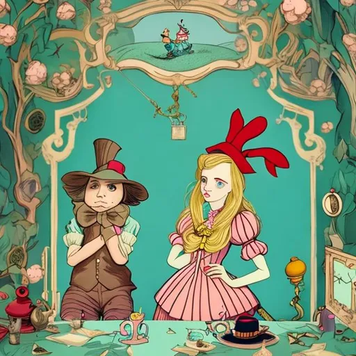 Prompt: Alice in wonderland but wes Anderson style