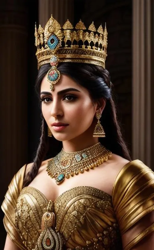 Prompt: create most beautiful photograph of most beautiful fictional  Achaemenid Queen, extremely, detailed environment, detailed background, intricate, detailed skin, natural colors , professionally color graded, photorealism, 8k, moody lighting.