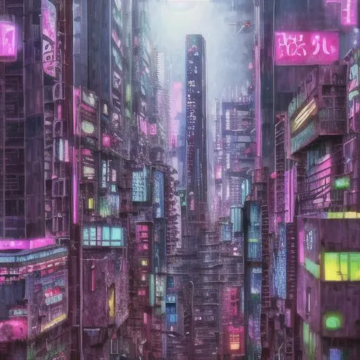 Prompt: An  anime cyberpunk city Lofi cute