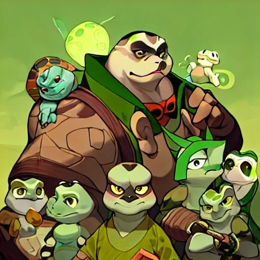Prompt: buff, master oogway, green, turtle,