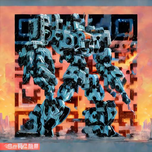 masterpiece best quality mecha no humans black armor blue eyes science fiction fire laser ca