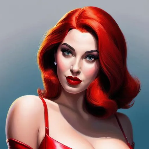 Prompt: Please produce a painted portrait of Jessica Rabbit  from the movie Whofeamed Roger rabbit  fantasy, intricate, elegant, highly detailed, digital painting, artstation, concept art, smooth, sharp focus, illustration
