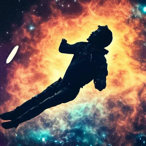 Prompt: A man floating in space
