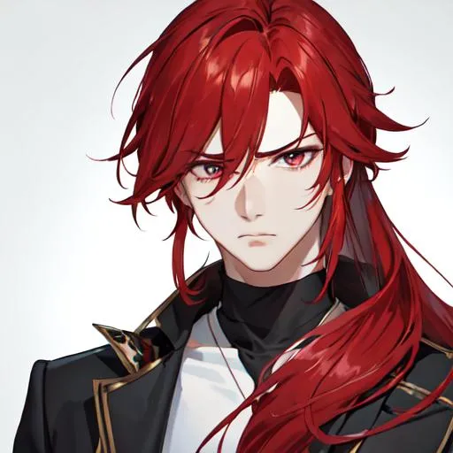 Prompt: Zerif 1male (Red side-swept hair covering his right eye) upset, sad, casual wear, UHD, 8K, highly detailed