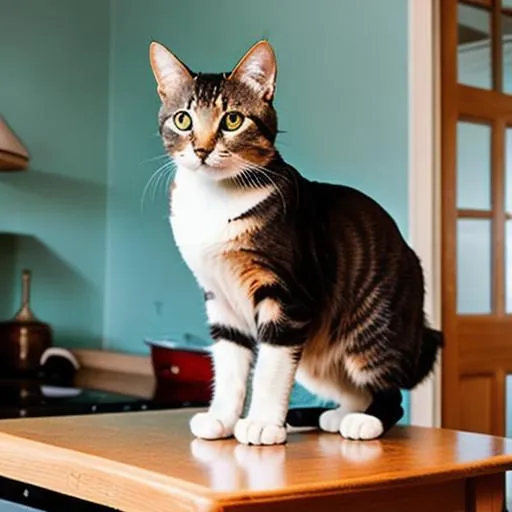 Prompt: A cat standing on a table