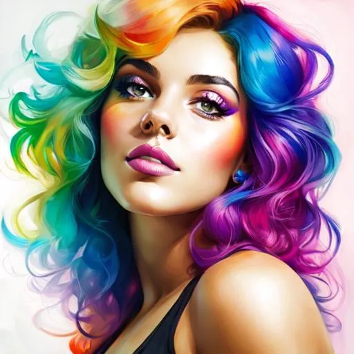 Prompt: Girl with colorful hair,facial closeup