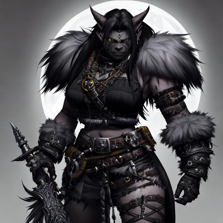 Female D&D orcish bugbear assassin with black-grey s... | OpenArt