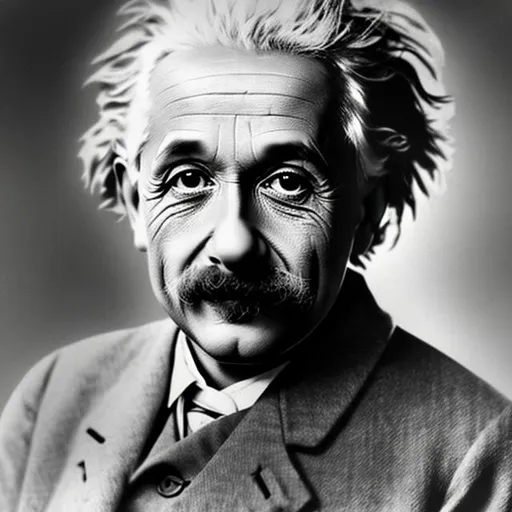 Prompt: a realistic black and white photo of albert Einstein