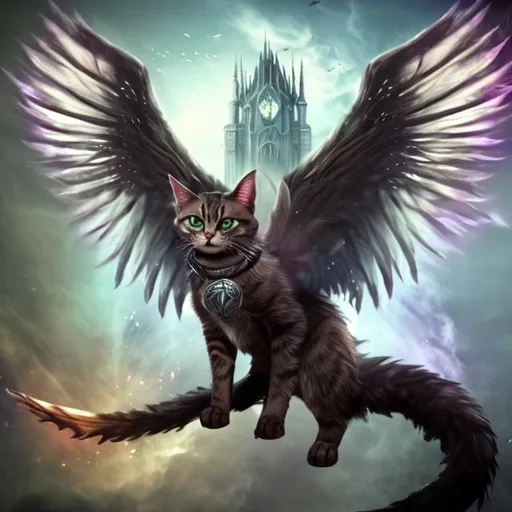 Prompt: Fantasy. Cat. Wings