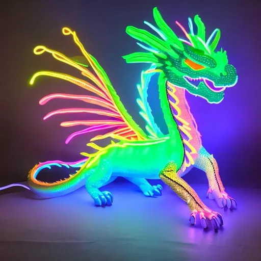 Prompt: neon rainbow dragon