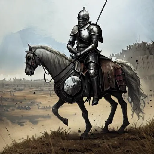 Prompt: Knight  on a war torn battlefield