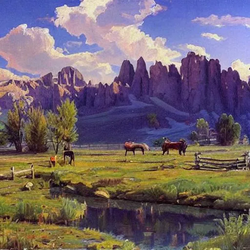 Prompt: A detailed  wyoming landscape in the style of Peder Mork Monsted