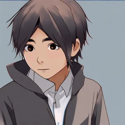 OpenDream - anime profile picutre of a boy with brown hair blue