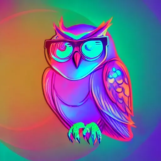 Prompt: hologram of nerdy anthro owl fursona floating in space, a vibrant digital illustration, dribbble, quantum wavetracing, black background, behance hd