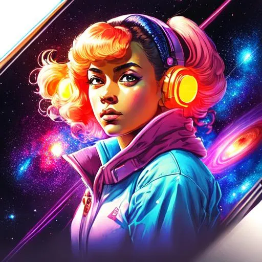 Prompt: retro art, anime character, synthwave art, highly detailed, galaxy, cosmos
