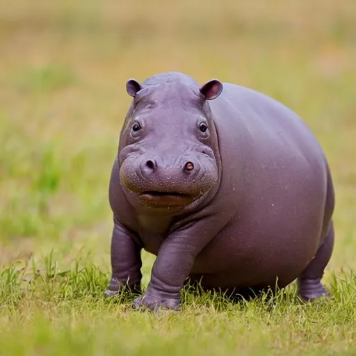 Prompt: cute baby hippo in the savanna