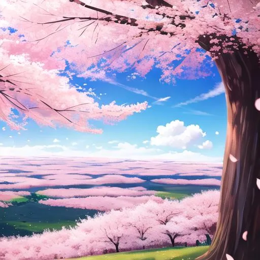 Prompt: a meadow of cherry blossoms 