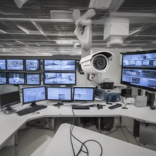 Prompt: CCTV system in high tech facility