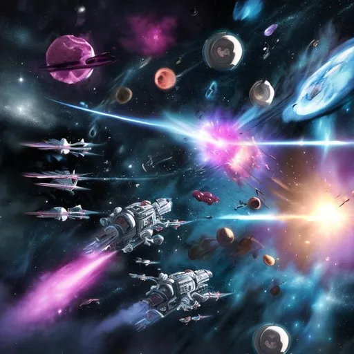 Prompt: Armada in space destroying planets