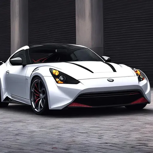 Prompt: the name of a hungaryan sports car brand is the carpat (KARPAT)
realistic, ultrarealistic,8k,uhd, sports car, Carpat lettering on the front of the sports car, (branding), in white.