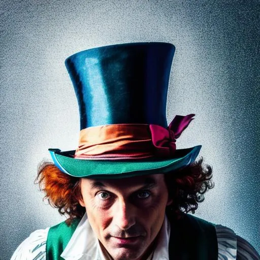 Prompt: Realistic photo of the Mad Hatter, RAW photo, (high detailed), 8k uhd, dslr, soft lighting, high quality, film grain, Fujifilm XT3