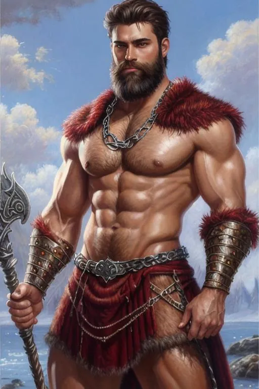 Oil Painting Male Fantasy Character Strong Muscula OpenArt