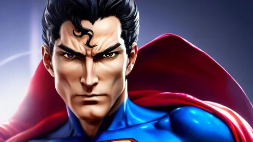 Prompt: Body portrait of a Superman, smooth skin, stronge jaw line, realistic normal hair, symmetrical, fierce eyes, dramatic lighting, detailed face, by Kazuma Kaneko, Kaneko Kazuma, shin megami tensei, SMT, Shin Megami Tensei Nocturne, concept art, digital painting, looking into the camera, scruffy, medium short hair, anatomically correct,