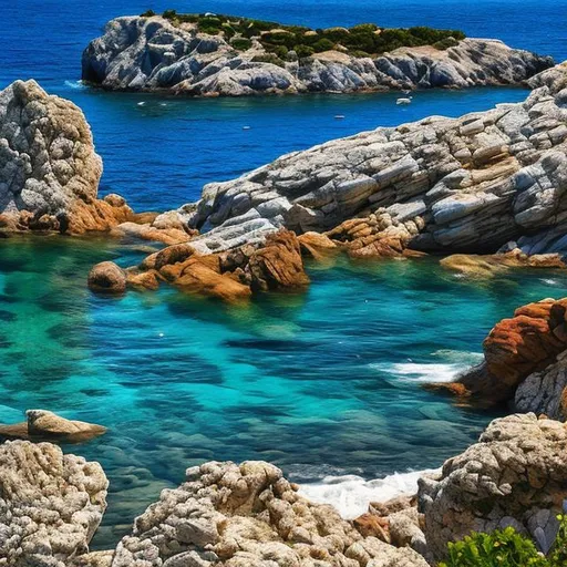 Prompt: Sea, rock, Greece, Athos Island