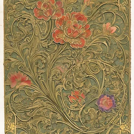 Prompt: 
floral ornament in the style of Ivan Bilibin