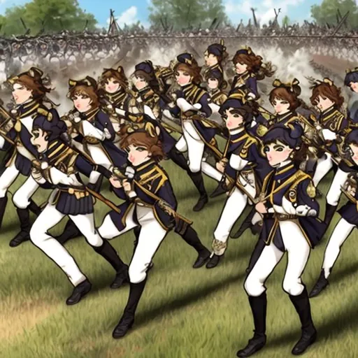 A regiment of anime catgirls running late to the bat openart