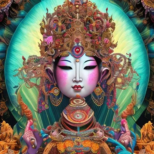 A Beautiful Bodhisattva Lady, Colorful, Hyperdetaile 