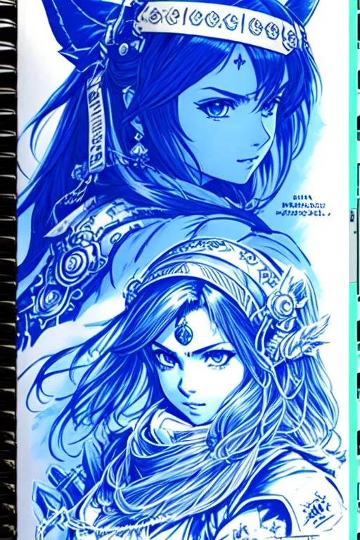 Prompt: character profile sheet / Dragon Quest art(((Yoji Shinkawa))), canon for hand, sticker of ultra detailed portrait of Sadaf Mohammed Sayed  (Indian actress who mainly appears in Telugu, Tamil, and Kannada films)in dark blue holy armor, canon robotic hand, blue long hair, high quality cell shaded illustration in post apocalyptic style by Yoji Shinkawa, ((full body portrait)), dynamic pose, perfect anatomy, centered, freedom, soul, blue long hair, approach to perfection, cell shading, 4k , cinematic dramatic atmosphere, watercolor painting, global illumination, detailed and intricate environment, artstation, concept art, fluid and sharp focus, volumetric lighting, cinematic lighting, Art by Yoji Shinkawa,