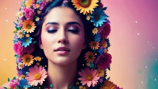 Prompt: Beautiful woman covered in flowers, Intricate detail, Hyperdetailed, Hyperrealistic, Photorealistic, Movie Quality, Film Quality, Masterpiece, Epic, Rainblw Colors, pastels, Volumetric Lighting, fairycore, dreamcore, colourful, 8k resolution, Eldritch