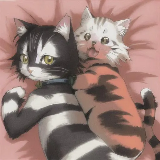 Prompt: cat, anime, with stripes