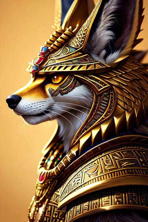 Prompt: hyperdetailed intricate, oil painting, anthropomorphic jackal, male, furry, warrior, ancient egypt, 8k, UHD, depth of field, bronze weapons, hieroglyphics art, hyperrealistic, photorealistic, beautiful art, furry art, digital art,  hyperperfectionist, muscular, pharaoh, jackal head, hyper detailed background, ancient egypt temple inside background, god of egypt, highly detailed, black metalic skin, scary, bloody, fight, pharaoh crown, majestic, glowing halo, panned out view of the character, hyperdetailed full-body of a werejackal in battle stance, anthropomorph