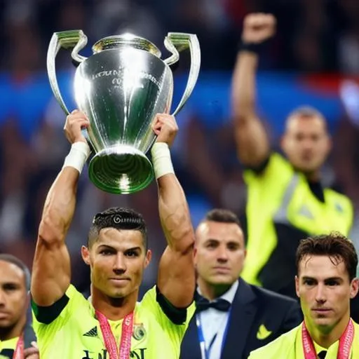 Prompt: Cristiano Ronaldo lifting the champions league cup