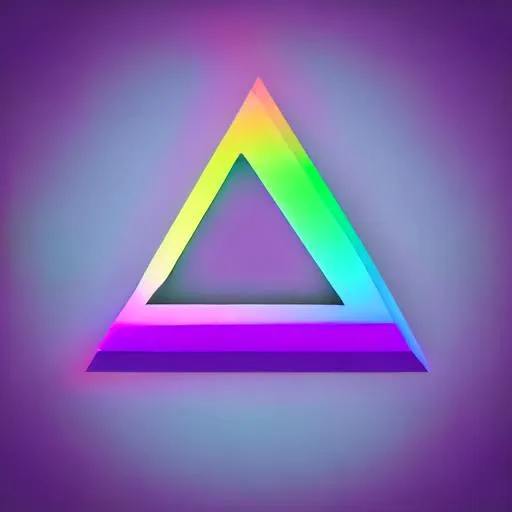 Prompt: Ultraviolet triangle with rainbow outline with purple background 
