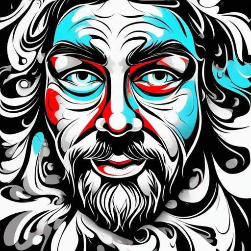 Prompt: colorsplash Vector santa facepainting mesy 
add c olor vibrant black background





