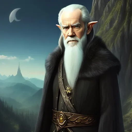 Prompt: George Carlin as a wood elf noble, fantasy, DnD Character, Character art, hd, high quality, trending art, trending on artstation, 8k, hyperrealistic, sharp focus, studio photo, Very detailed, zoomed out view of character, panned out view, full character visible