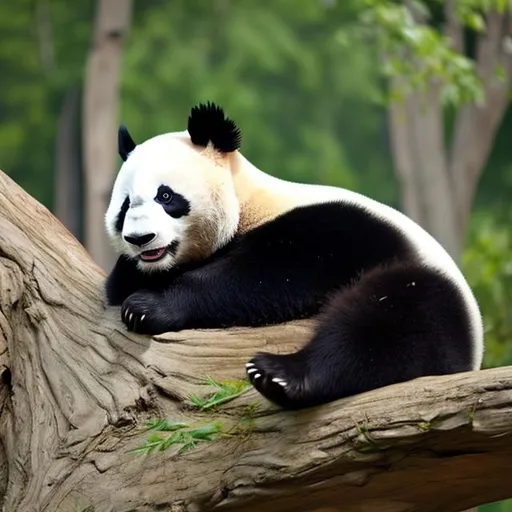 Prompt: lazy panda with big smile