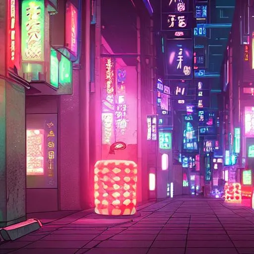 a futuristic cyberpunk japanese izayaka alley with n... | OpenArt