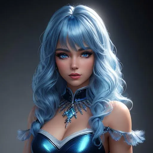 Prompt: {{{{highest quality stylized character masterpiece}}}} best award-winning digital oil painting with {{lifelike textures brush strokes}},
hyperrealistic intricate perfect 128k UHD HDR, a girl whose hair is glowing, blue hair, shiny hair, glowing hair, magical hair, crystal eyes, blue eyes, fair skin, winter, beanie 