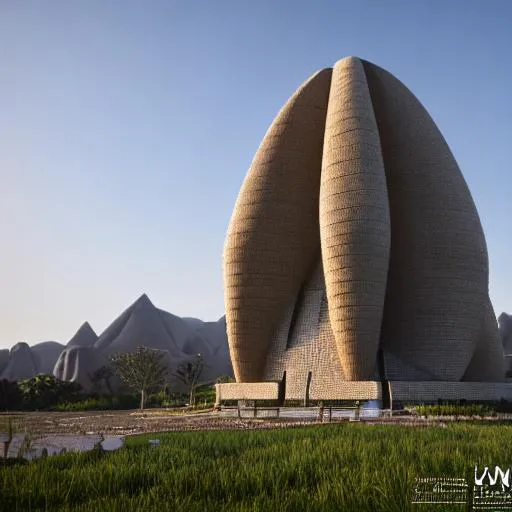 Prompt: Iconic structure inspired by precolonial congolese sculptures inspiration and Congolese minerals, volumetric natural light, ultra realistic, vray,  hd