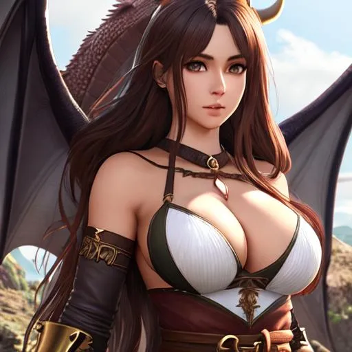 Prompt: Dragon’s dogma inspired , bare thighs, detailed face, symmetrical facial features, accurate anatomy, anatomically correct girl, sharp focus, fantasy cgi still, thick seductive cute hot girl face full body