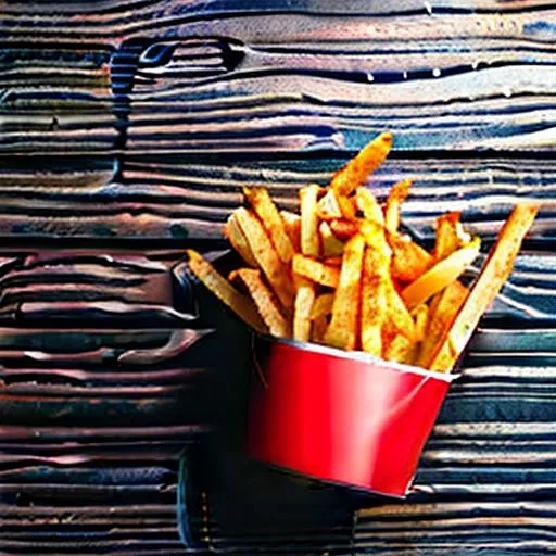 Prompt: hamburger with fries and drink