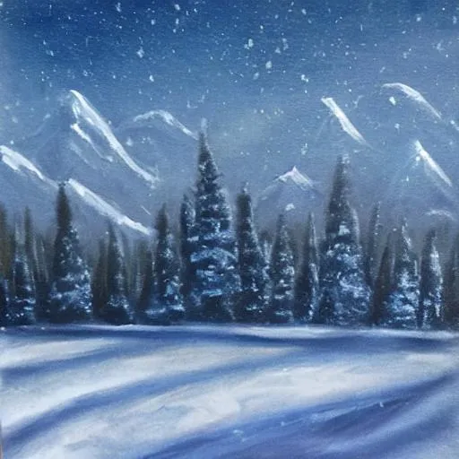 Bob Ross style snowscape | OpenArt