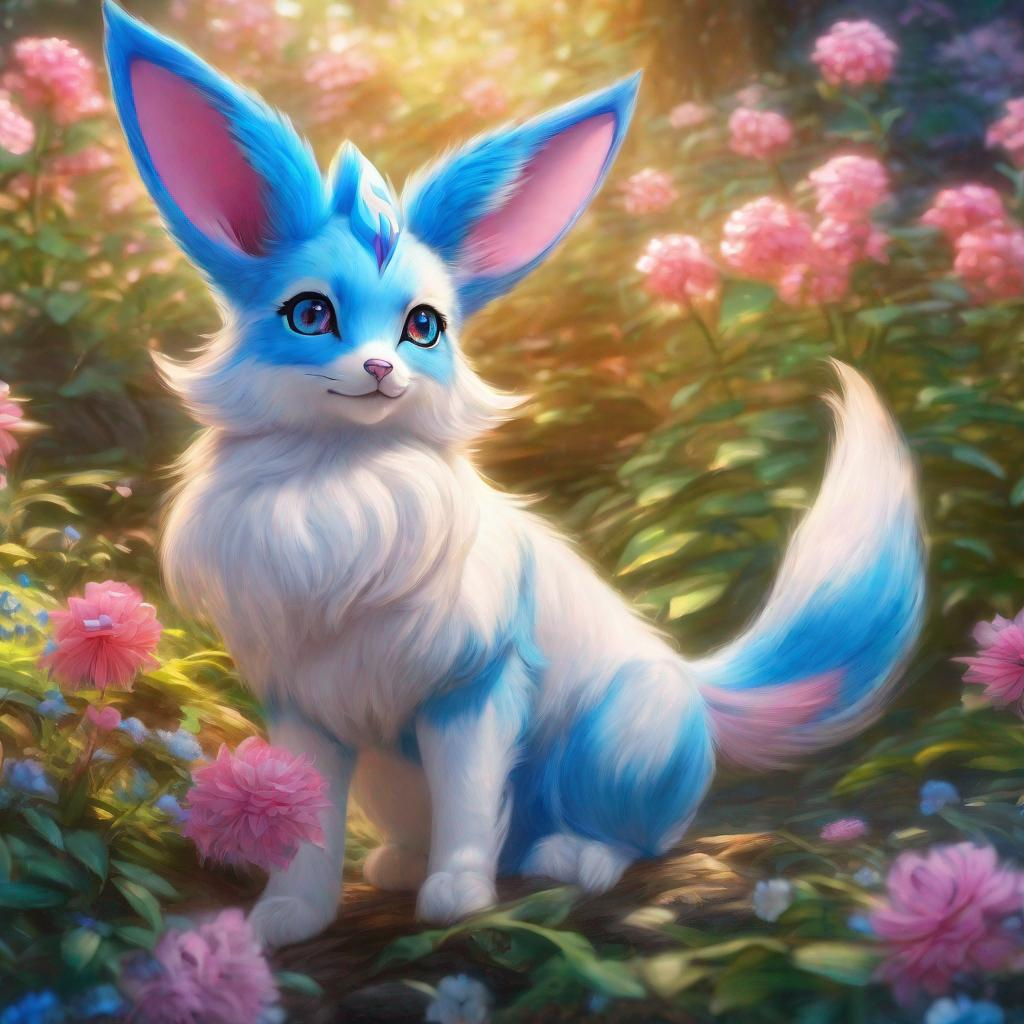 (blue Sylveon), Realistic, Photograph, Fantasy, Epic 