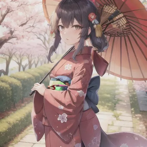 Prompt: kinjo/kimono/parasol